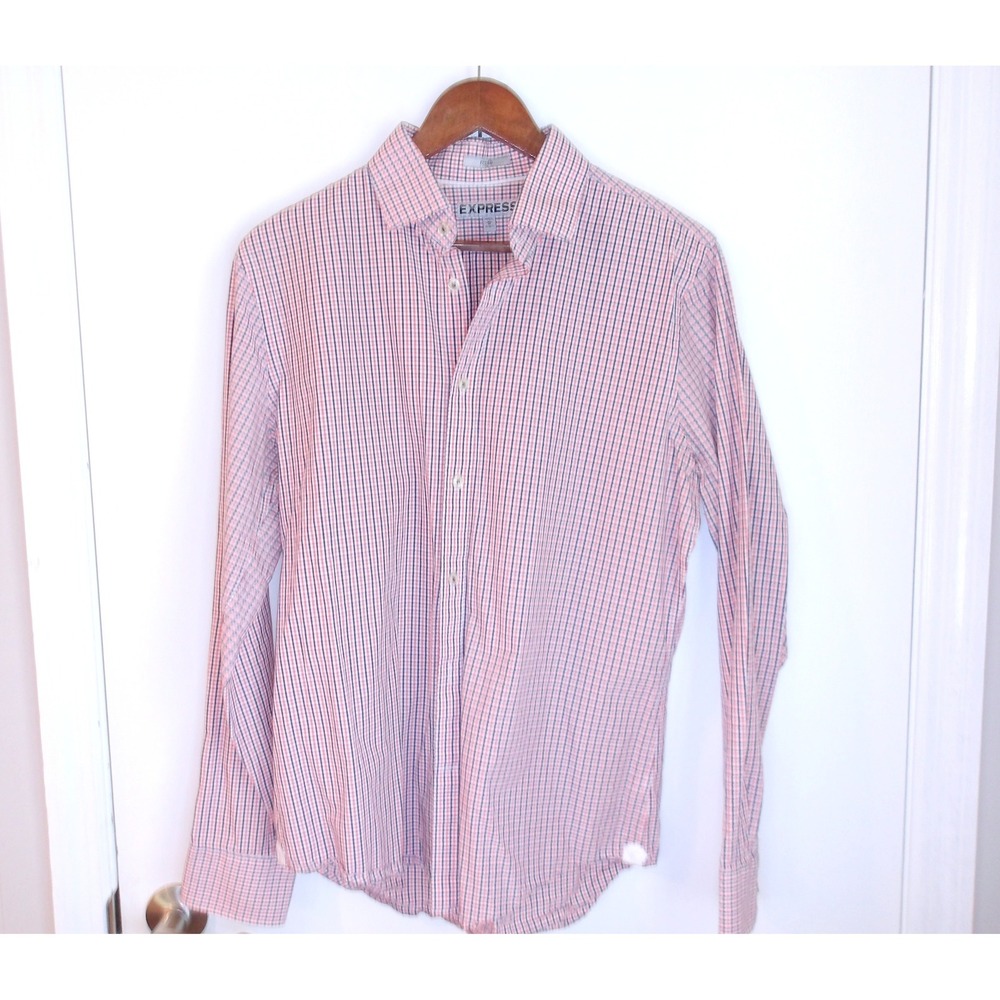 Express Plaid Dress Shirt Slim Fit Long Sleeve Button Down Mens Size M /#5304